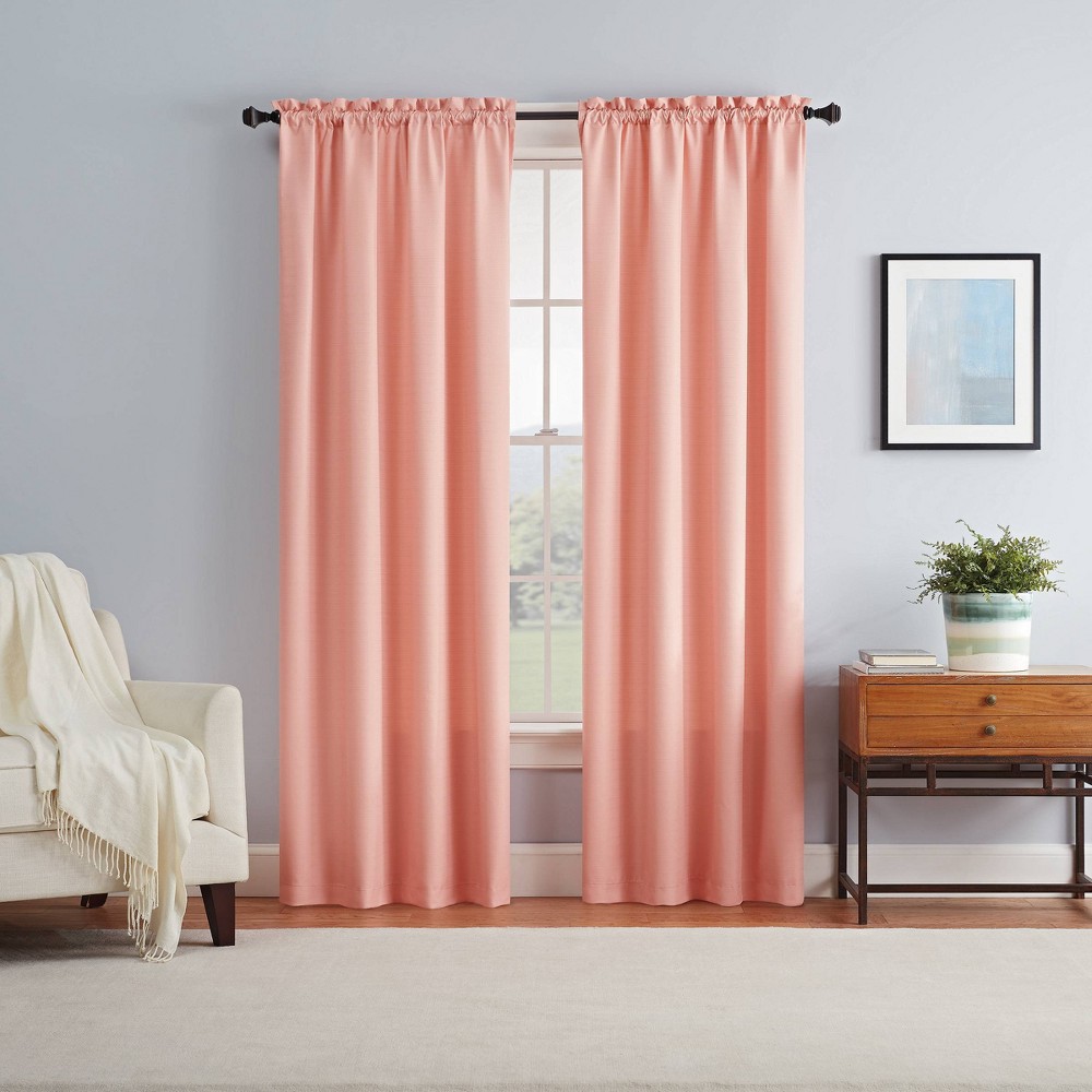 Photos - Curtains & Drapes Eclipse 1pc 42"x63" Blackout Braxton Thermaback Window Curtain Panel Coral - Eclip 