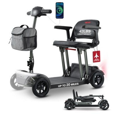 Scooters for Adults 4 Wheel Powered Mobility Scooters Lightweight Folding Electric Bike for Seniors 265 lbs Capacity Bicycle USB Charger Port Black