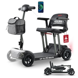 Scooters for Adults 4 Wheel Powered Mobility Scooters Lightweight Folding Electric Bike for Seniors 265 lbs Capacity Bicycle USB Charger Port Black - 1 of 4