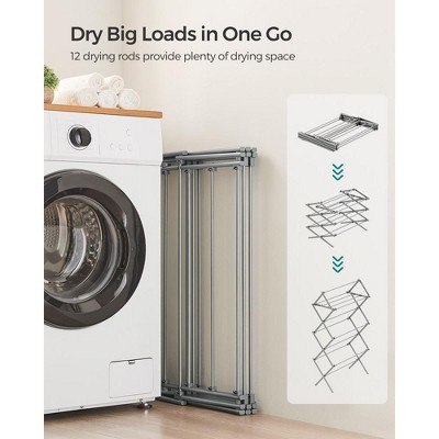 Foldable Steel Gray Clothes Drying Rack with 100 Sq Ft Surface