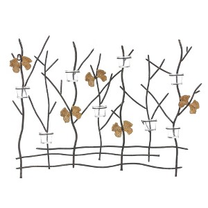 LuxenHome Metal Nature Branches Wall Decor with 8 Tea Light Glass Candle Holders Black - 1 of 4