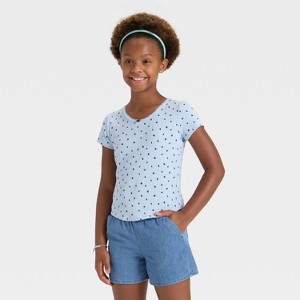 Girls' Short Sleeve Ribbed T-Shirt - Cat & Jack™ - 1 of 3