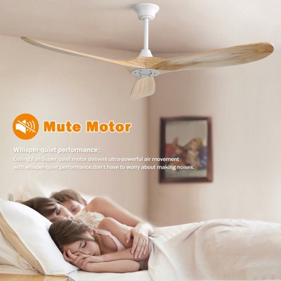 Sofucor  60'' Solid Wood Ceiling Fan Without Light with Remote Control for Outdoor/Indoor