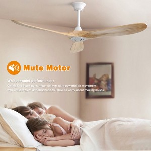 Sofucor  60'' Solid Wood Ceiling Fan Without Light with Remote Control for Outdoor/Indoor - 1 of 4