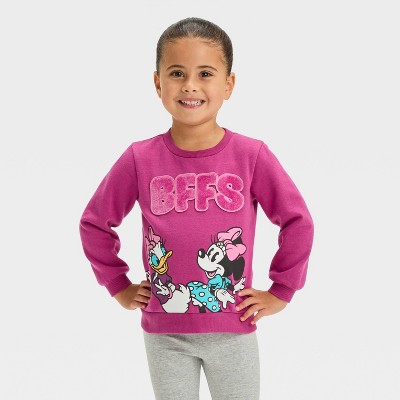 Image of Toddler Girls' Disney Minnie Mouse and Daisy Elevated Fleece Pullover - Berry Purple 18M
