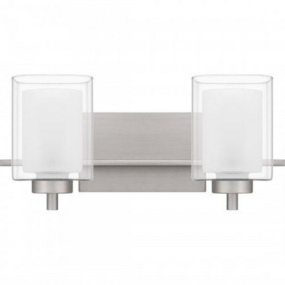 Kolt Brushed Nickel 2-Light Dimmable Vanity Light with Frosted Glass Shades