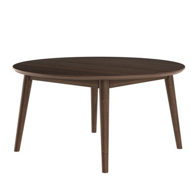 Mid Century Modern Round Walnut Wood Coffee Table, 36 Inch