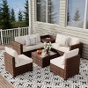 8-Piece PE Rattan Outdoor Sectional Set with Cushions, Storage Table & Coffee Table – Brown Wicker Patio Set for Balcony or Backyard - 2 of 4