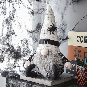 Whisen Fabric Sitting Gnome with White Hat Spider, Halloween Decoration - 1 of 4
