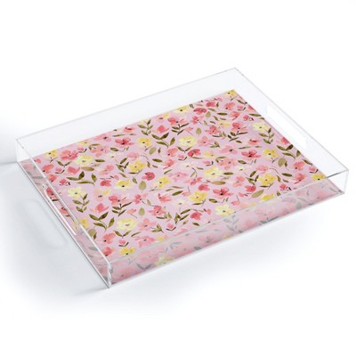 Ninola Design Fresh Flowers Pink Acrylic Tray - Deny Designs : Target