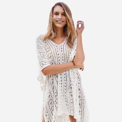 Women's Swim Cover Up Crochet Lace Sheer Coverups- Cupshe