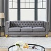 Ridstar 3 Ssat Modern Velvet Buttons Tufted Sofa with Metal Legs & Arm Couch For Living Room & Office-Grey - 2 of 4