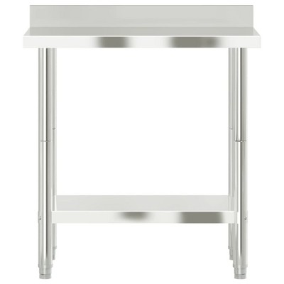Stainless Steel Kitchen Work Table with Backsplash and Bottom Shelf