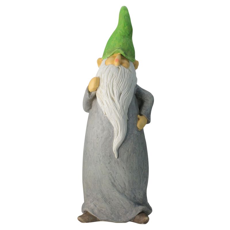 Northlight 29" Standing Gnome in Robe and Cap Outdoor Patio Garden Statue - Gray/Green, 1 of 4
