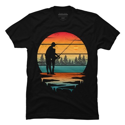 Men's Design By Humans FATHER AND DAUGHTER FISHING VINTAGE By punsalan T-Shirt