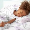 Sweet Jojo Designs Kids Twin Sheet Set Watercolor Floral Purple Pink and Grey 3pc - 2 of 3