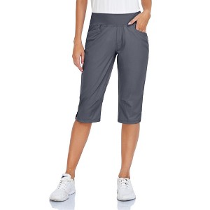 Pull On Capris for Women Elastic Waist Dressy Casual Hiking Golf Capri Pants with Pockets - 1 of 4