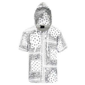 Slickblue Men's Hooded Bandana Baseball Jersey, Street Style, Black/White/Red, Cotton Blend, Size S-XL - 1 of 4