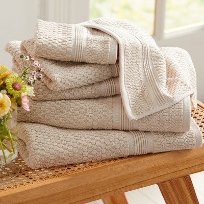 Oatmeal Cotton Waffle Weave Quick Dry Bath Towel Set