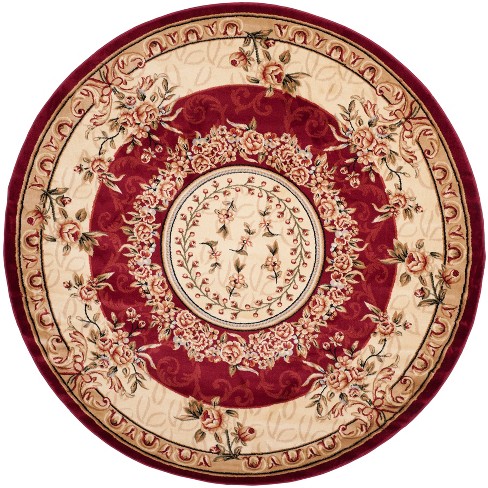 8 Medallion Loomed Round Area Rug Red, Red And Ivory Round Area Rug