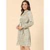 Allegra K Women's Mock Neck Swing Midi Long Sleeve A-line Floral Dress - 3 of 4