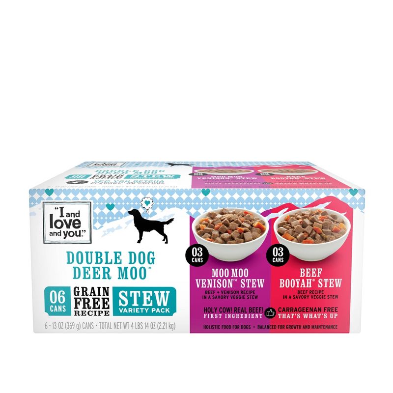 I and Love and You Multipack Beef Booyah Stew &#38; Moo Moo Venison Stew Wet Dog Food - 78oz/6pk, 2 of 4