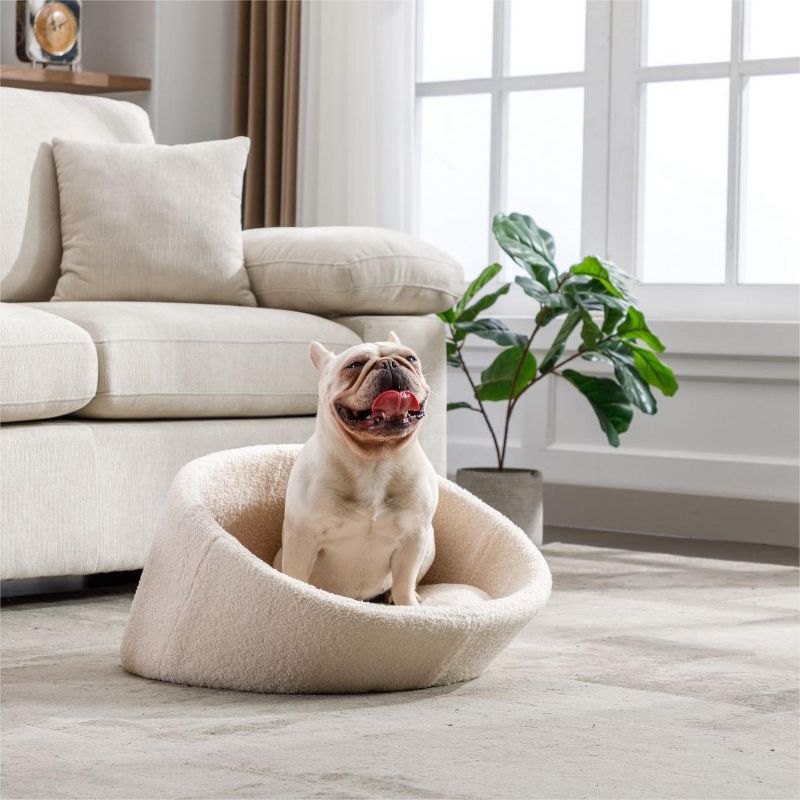 Pang Dog Car Bed,Teddy Bear Dog Beds for Small Medium Dogs,Non-Slip Bottom Cat Couch Bed,Waterproof Memory Foam Indoor Pet Sofa Bed-Maison Boucle, 5 of 9