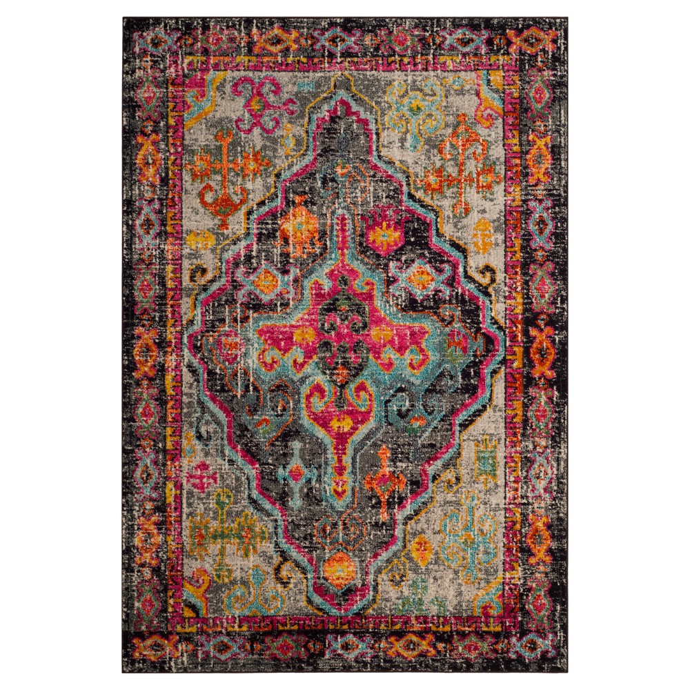 Gray/Fuchsia Medallion Loomed Area Rug 5'1inx7'7in - Safavieh