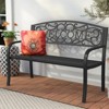 Huxxion 50" Outdoor Garden Bench, Iron Metal Frame Patio Bench with Backrest Armrests, Weatherproof Anti-Rust Outdoor Bench - 3 of 4