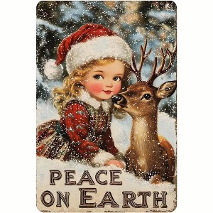 Lomsoe Christmas Metal Tin Sign Christmas Vintage Sign Retro Tin Sign Aluminum Sign For Bedroom Kitchen Garden Coffee Home Decor 8x12 Inch - 1 of 1