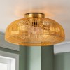 Rennnsan Prynel 19"W 4-Light Drum Woven Ratten Boho Dimmable Ceiling Fan in Gold - 4 of 4