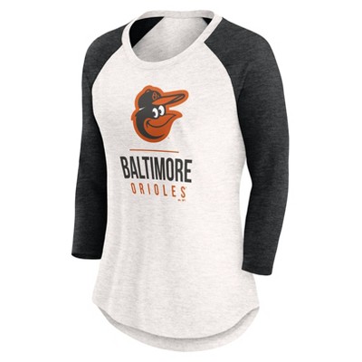 MLB Baltimore Orioles Women's White 3/4 Sleeve Fashion T-Shirt