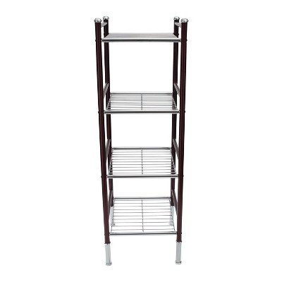 Bronze and Chrome 4-Tier Freestanding Wire Storage Shelf