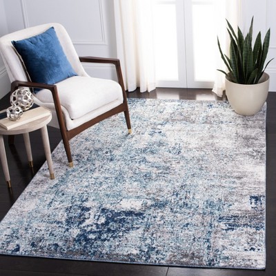 Light Blue and Grey Abstract Reversible Synthetic Area Rug