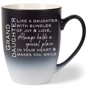 Granddaughter: Like A Daughter With Bundles Of Joy & LoveTwo Toned Matte Black White 12 ounce Ceramic Stoneware Coffee Cup Mug - 1 of 4
