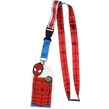 Spider-Man ID Lanyard Badge Holder With 1.5" Rubber Charm Pendant Blue