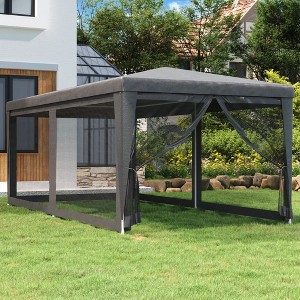 VidaXL Party Tent with 6 Mesh Sidewalls Anthracite 9.8'x19.7' HDPE - 1 of 4