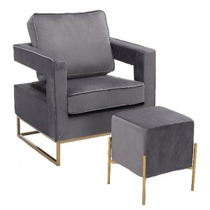Carolina Living Larenta Upholstered Chair and Footrest - Gray - 1 of 3