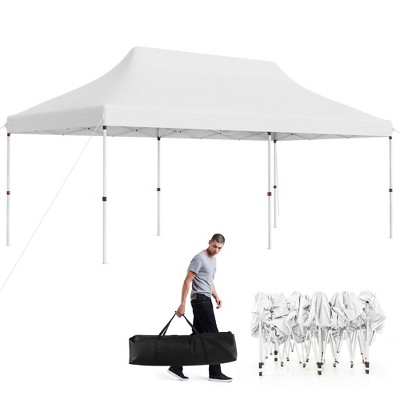 Costway 10 x 20 FT Pop-up Canopy UPF50+ Sun Protection Tent with Carrying Bag Blue/Black/Grey/White/Pink