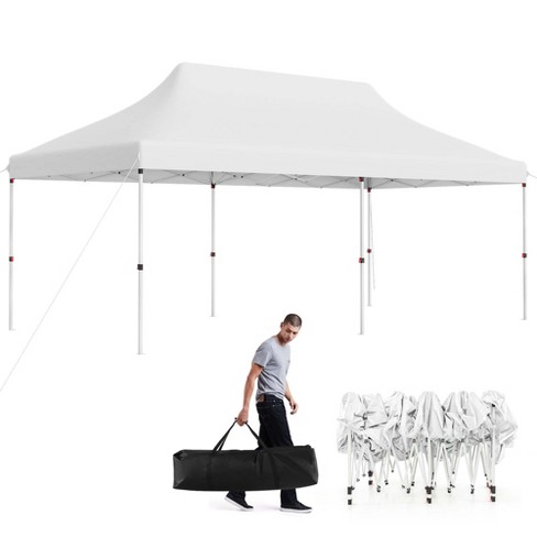 Costway 10 x 20 FT Pop up Canopy UPF50 Sun Protection Tent with Carrying Bag White