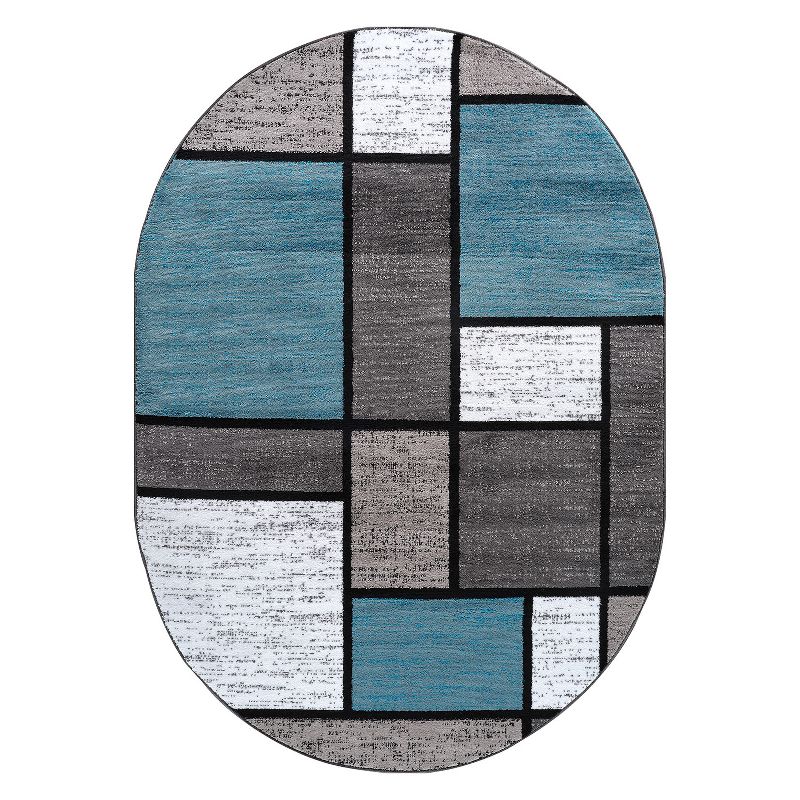 World Rug Gallery Contemporary Modern Boxed Color Block Area Rug, 1 of 12