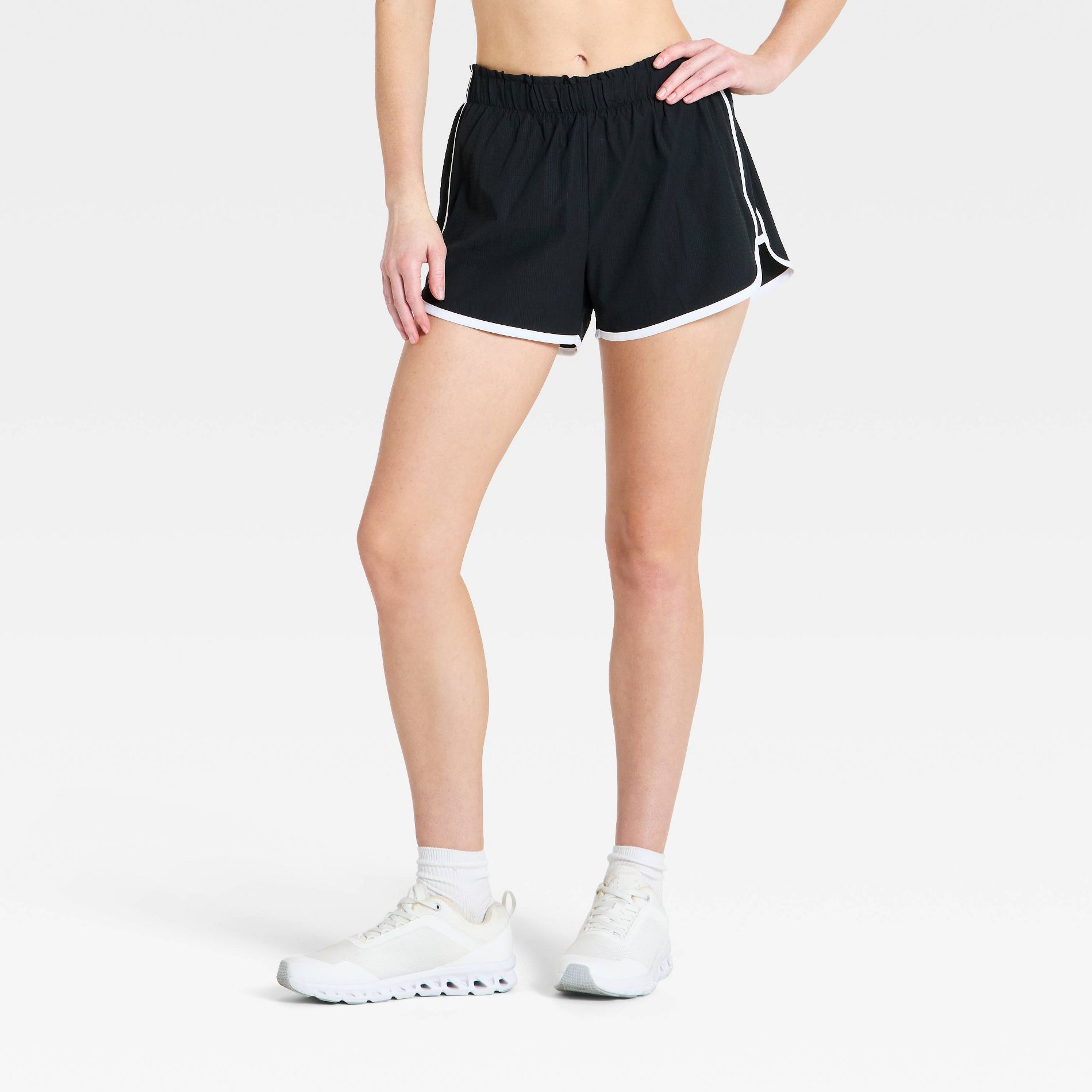 Women's Mid-Rise Textured Woven Run Shorts 3" - All In Motion™