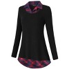 Clearlove Women's Casual Contrast Collar Shirt Long Sleeve Slim Fit Tunics Top - 3 of 3