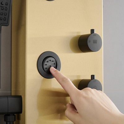 Gold and Black Stainless Steel 5-Jet Rainfall Shower Panel System