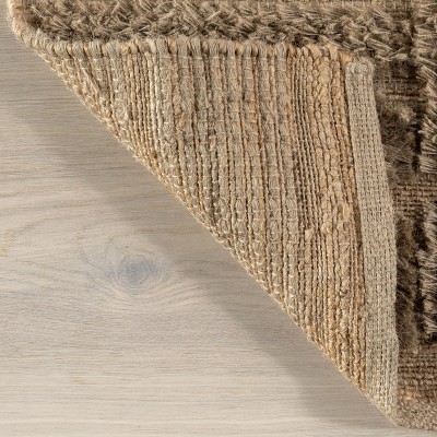 Handmade Beige Jute Geometric Rectangular Rug, 4' x 6'