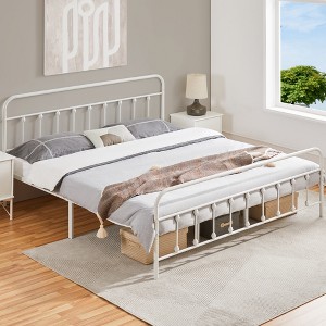 Yaheetech Iron Platform Bed Frame with High Headboard and Footboard - 1 of 4