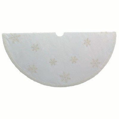 Kurt Adler 72" Ivory Fabric and Glitter Chenille Snowflake Treeskirt