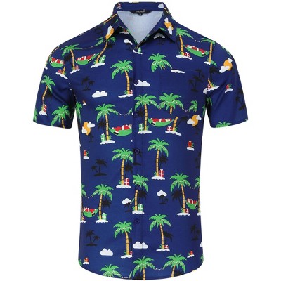 Men's Christmas Hawaiian Shirts Button Down Ugly X-Mas Christmas Vacation Long Sleeve Shirts