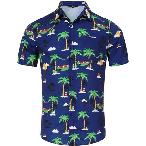 Men's Christmas Hawaiian Shirts Button Down Ugly X-Mas Christmas Vacation Long Sleeve Shirts - 1 of 4