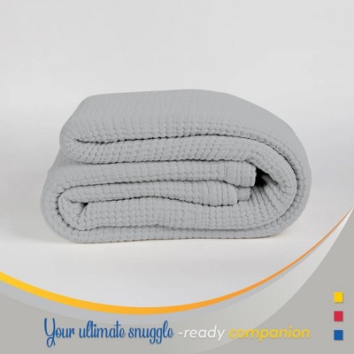 Color Sense 100% Cotton Warm & Cozy Super Soft Antimicrobial Matelasse Weave Blanket